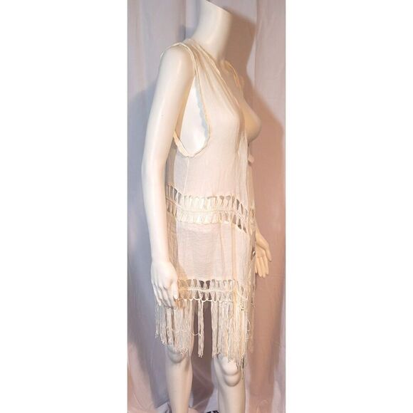 Question Knit Open Front Boho Vest With Fringed Hem - Size L - Picture 2 of 6